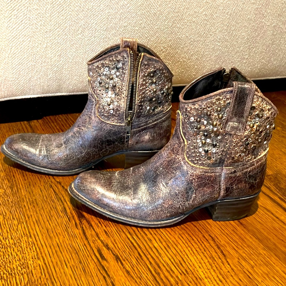 Frye Brown Studded Ankle Boots